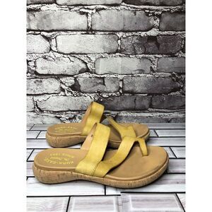 Kork-Ease 1953 Yellow Tobacco Leather Slip On Slides Sandals Women Sz 6M US/36EU